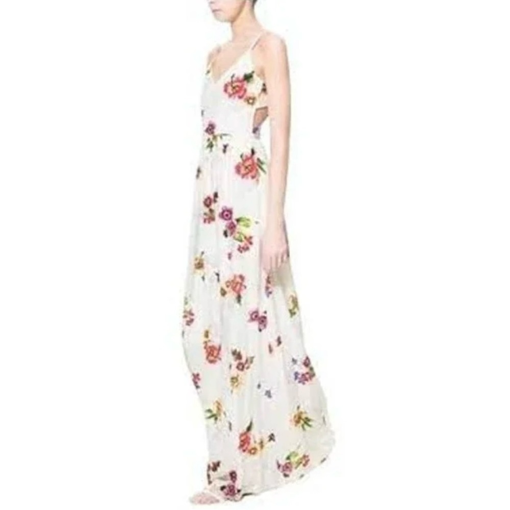 Zara Trafaluc Women’s Side Cutouts Maxi  Cream Floral Dress Size S